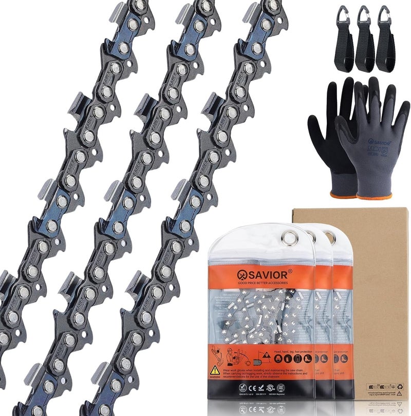 Savior 24 Inch Chainsaw Chain 3/8" Pitch .050" Gauge 84 Drive Links Fits Husqvarna 460 455 Rancher Chain, Fits 25"/24" MS390 MS310 MS361 MS460 MS500 for 585550084 3623-005-0084 33RSC-84 E84 (3 Chains) - Image 1